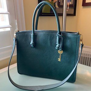 Fossil | Teal & Gray Leather Shoulder Bag